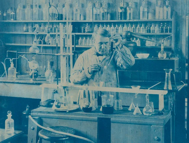 Thomas Edison by William Kennedy Laurie Dickson, 1890, cyanotype on paper, from the National Portrait Gallery which has explicitly released this digital image under the CC0 license. ( https://npg.si.edu/object/npg_NPG.2004.51 ). Sequence your cyanotype purchases so the essentials come first